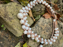 Load image into Gallery viewer, Three strand natural white fresh water pearl necklace
