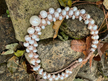 Load image into Gallery viewer, Three strand natural white fresh water pearl necklace
