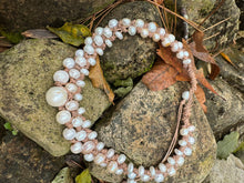 Load image into Gallery viewer, Three strand natural white fresh water pearl necklace
