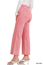 Load image into Gallery viewer, ACID WASHED FRAYED CUTOFF HEM STRAIGHT WIDE PANTS

