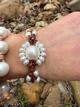 Load image into Gallery viewer, HC - Double Strands White Pearls Sunflower Bracelet
