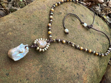 Load image into Gallery viewer, HC -Love Sunflower Gold Pearl Necklace 18"-24"
