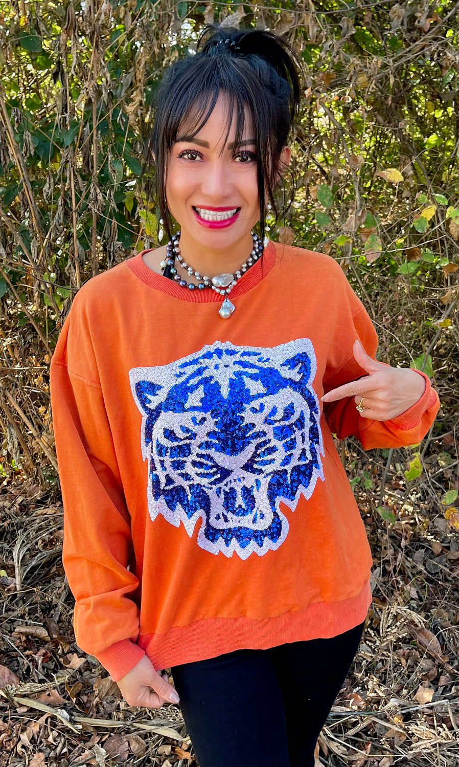 Auburn Sequin French Terry Pullover