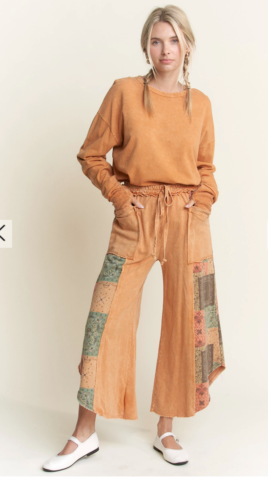 J. Her - Mineral Wash Paisley Cropped pants