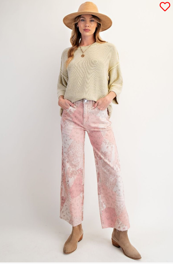 Patchwork Printed Stretch Twill Pants