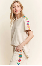 Load image into Gallery viewer, J. Her - Mineral Washed Crochet patch side trim Knit top

