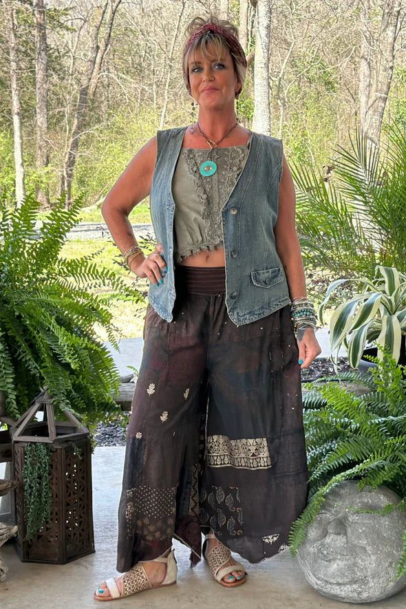 Jaded Gypsy-Patchwork Sunrise Pant - Chocolate JG-200