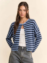 Load image into Gallery viewer, Davi &amp; Dani - Two-Tone Striped Button-Front Cardigan
