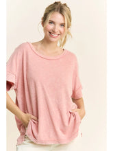 Load image into Gallery viewer, Mineral Wash Scooped Neck Slub Blouse
