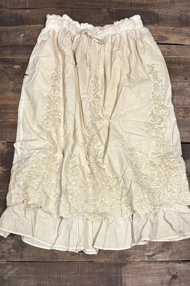 Jaded Gypsy - Floral Imprints Skirt - Tea Stain