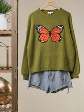Load image into Gallery viewer, Embroidered Butterfly Crewneck Sweater
