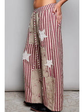 Load image into Gallery viewer, Pol -  Red Striped Lace Star Patchwork Quilted Pants
