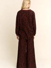 Load image into Gallery viewer, DAVI &amp; DANI - Leopard Printed Easy Top and Waist Leg Pants Set - BURGUNDY
