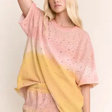 Load image into Gallery viewer, Davi &amp; Dani - Rhinestone Ombre Sweatshirt and Shorts Set
