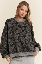 Load image into Gallery viewer, J.nna - Floral Print Drop Shoulder Long Sleeve Sweater
