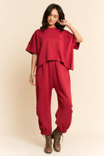 Load image into Gallery viewer, Davi &amp; Dani - Solid Flowy Top With Elastic Waist Band Pants Set - Red
