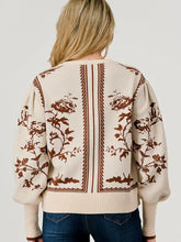 Load image into Gallery viewer, Pixy + Ivy - Border Print Vintage Floral Sweater Cream Brown

