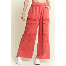 Load image into Gallery viewer, J. Her - Mineralwash Multi Pockets Wide Leg Terry Pants
