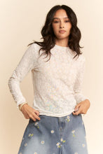 Load image into Gallery viewer, Davi &amp; Dani - White Long Sleeve Floral Mesh Top

