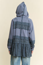 Load image into Gallery viewer, Mixed Fabric Lace Trim Hooded Jacket
