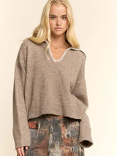 Load image into Gallery viewer, Davi &amp; Dani -   Mocha Granny V Neck  Sweater Top

