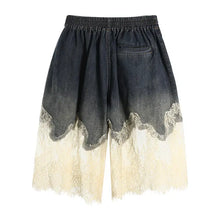 Load image into Gallery viewer, Lace-Stitched Denim Two-Piece with Suspender Shorts
