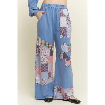 J. Her - Mineral Washed Boho Patch Daisy Lounge pants