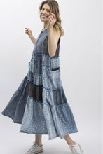 Load image into Gallery viewer, Bluevelvet - Contrast Blocked Mineral Washed Denim Dress
