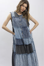 Load image into Gallery viewer, Bluevelvet - Contrast Blocked Mineral Washed Denim Dress
