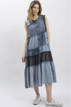 Load image into Gallery viewer, Bluevelvet - Contrast Blocked Mineral Washed Denim Dress
