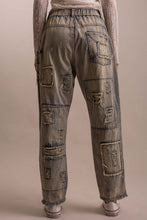 Load image into Gallery viewer, ELASTIC WAIST PATCHWORK DENIM PANTS
