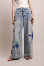 Load image into Gallery viewer, Bluevelvet - STAR AND MOON WIDE LEG DENIM PANTS
