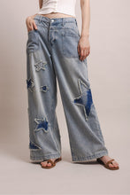 Load image into Gallery viewer, Bluevelvet - STAR AND MOON WIDE LEG DENIM PANTS
