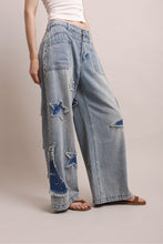 Load image into Gallery viewer, Bluevelvet - STAR AND MOON WIDE LEG DENIM PANTS
