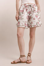 Load image into Gallery viewer, Bluevelvet - FLOWER PRINT WAIST TIE RUFFLE HEM SHORTS
