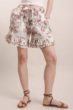 Load image into Gallery viewer, Bluevelvet - FLOWER PRINT WAIST TIE RUFFLE HEM SHORTS

