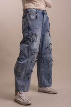 Load image into Gallery viewer, STAR PATCHWORK STUDDED BARREL DENIM PANTS ship  9-15
