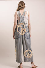 Load image into Gallery viewer, Bluevelvet - PEACE PATCHWORK EMBROIDERED ADJUSTABLE STRAP DENIM OVERALLS
