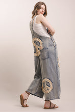 Load image into Gallery viewer, Bluevelvet - PEACE PATCHWORK EMBROIDERED ADJUSTABLE STRAP DENIM OVERALLS
