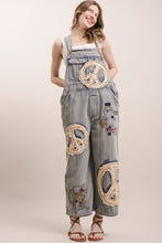 Load image into Gallery viewer, Bluevelvet - PEACE PATCHWORK EMBROIDERED ADJUSTABLE STRAP DENIM OVERALLS
