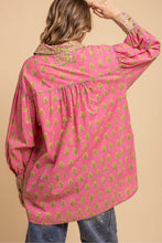 Load image into Gallery viewer, CONTRAST COLLAR AND CUFFS BUTTON UP BLOUSE ( SHIP 8-15)
