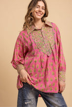 Load image into Gallery viewer, CONTRAST COLLAR AND CUFFS BUTTON UP BLOUSE ( SHIP 8-15)
