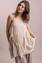Load image into Gallery viewer, SPAGHETTI STRAP RUFFLED ASYMMETRICAL TOP
