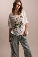 Load image into Gallery viewer, Bluevelvet - Butterfly Print Ruffle Short Sleeve T-Shirt
