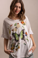 Load image into Gallery viewer, Bluevelvet - Butterfly Print Ruffle Short Sleeve T-Shirt
