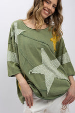 Load image into Gallery viewer, STAR PATCH WORK ROUND NECK SHIRT SHIP 09-14-2026
