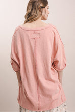 Load image into Gallery viewer, Bluevelvet -  V NECK SHORT SLEEVE OVERSIZED TOP
