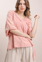 Load image into Gallery viewer, Bluevelvet -  V NECK SHORT SLEEVE OVERSIZED TOP

