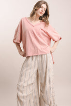 Load image into Gallery viewer, Bluevelvet -  V NECK SHORT SLEEVE OVERSIZED TOP

