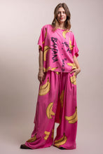 Load image into Gallery viewer, Bluevelvet - BANANA PRINT WITH ELASTIC WAIST WIDE LEG PANTS
